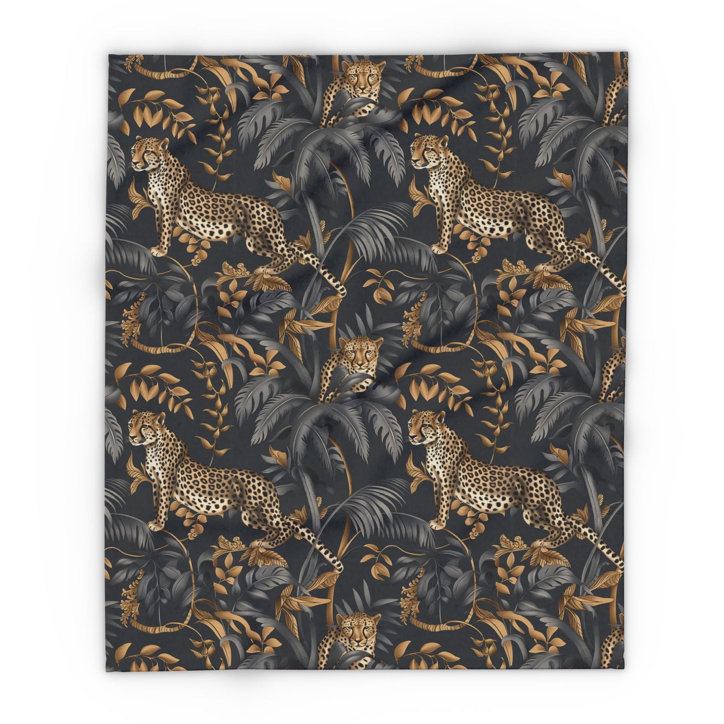 Cheetah Black Jungle Fleece Blanket