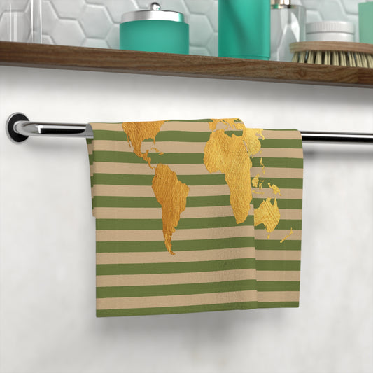 Gold World Map Face Towel