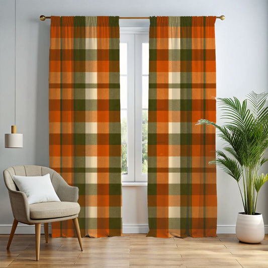 Fall Plaid Window Curtains