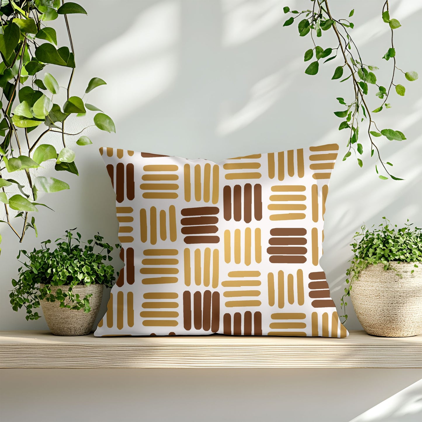 Tribal Mocha Stripes Pillow Cover