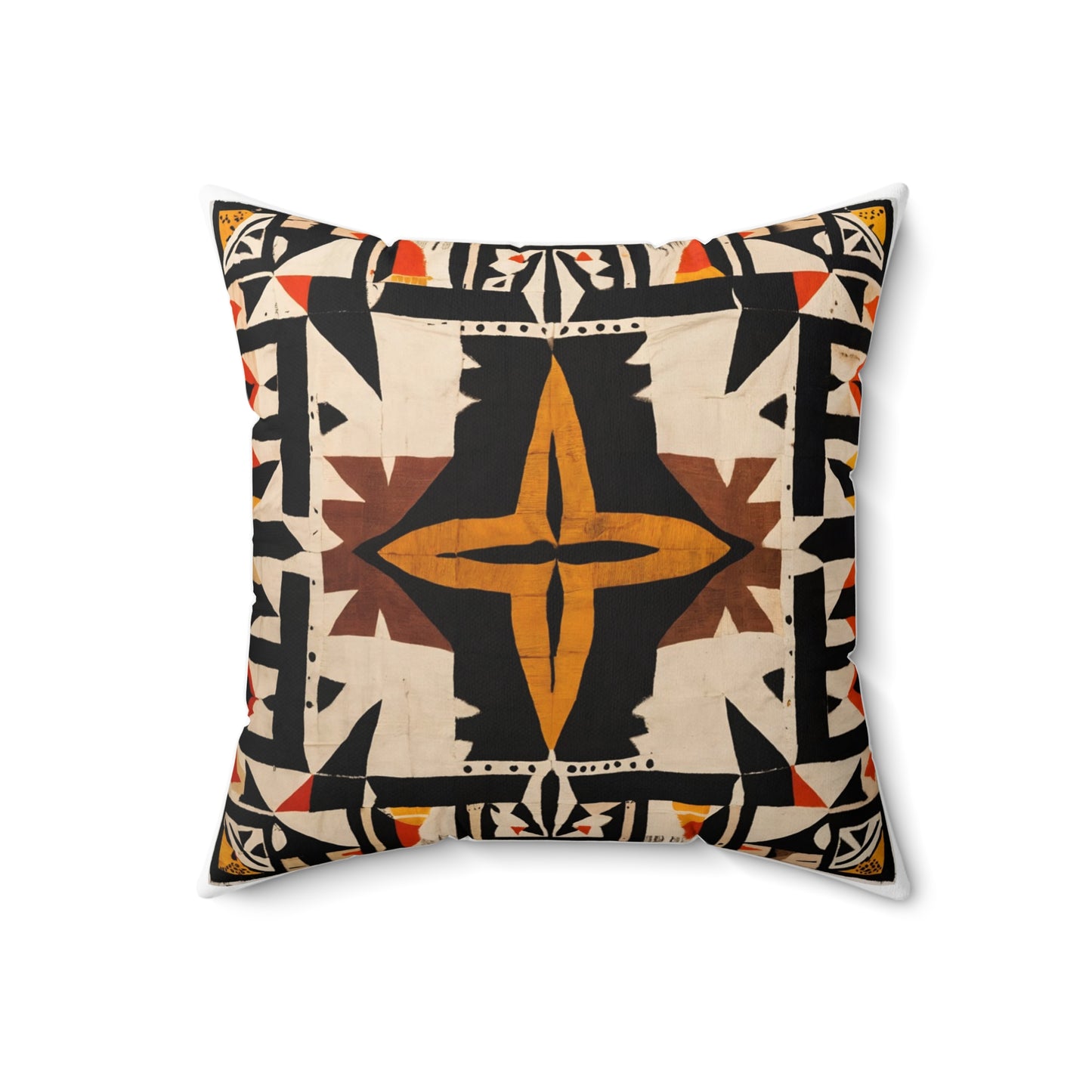 Orange Cross Bogolan Mudcloth Print Pillow or Cover