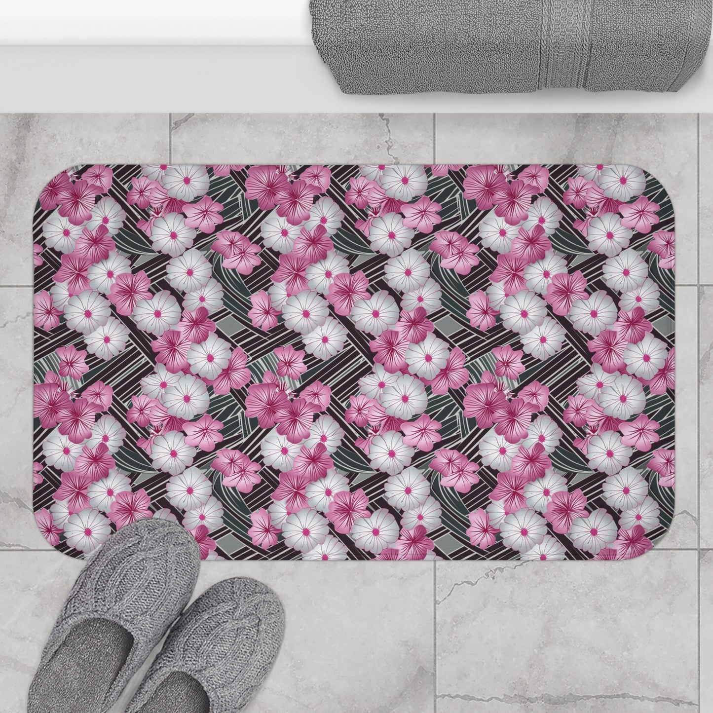 Pink Floral Bath Mat