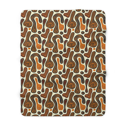 African Mudcloth Sherpa Blanket