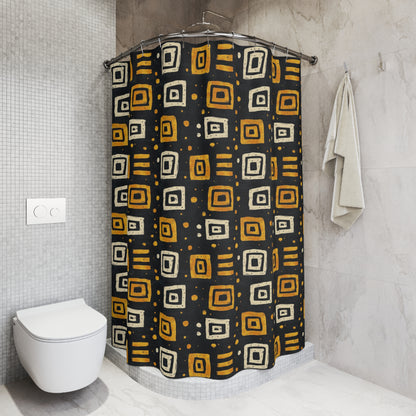 African Tribal Squares Pattern Shower Curtain