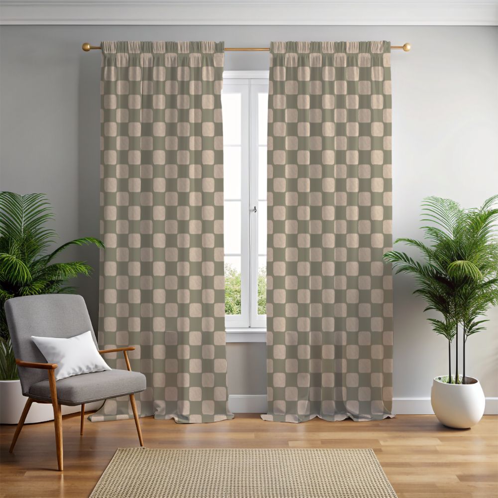 Retro Checkered Window Curtains