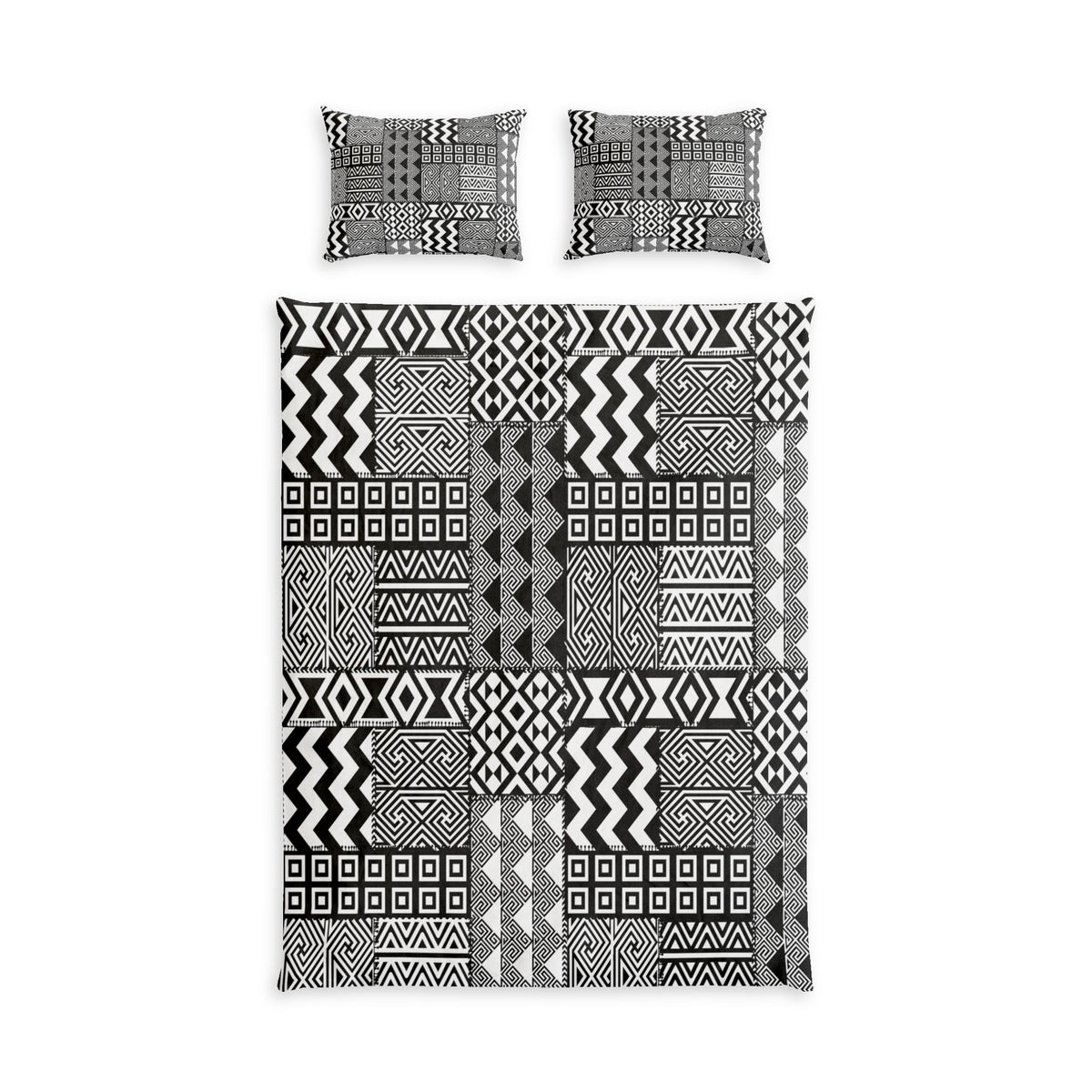 Black White African Mudcloth Cotton Duvet Cover Set