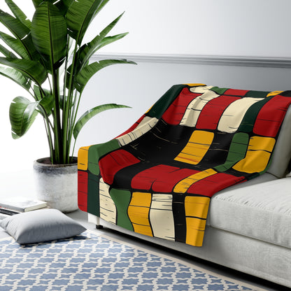 Kente Print Sherpa Fleece Blanket