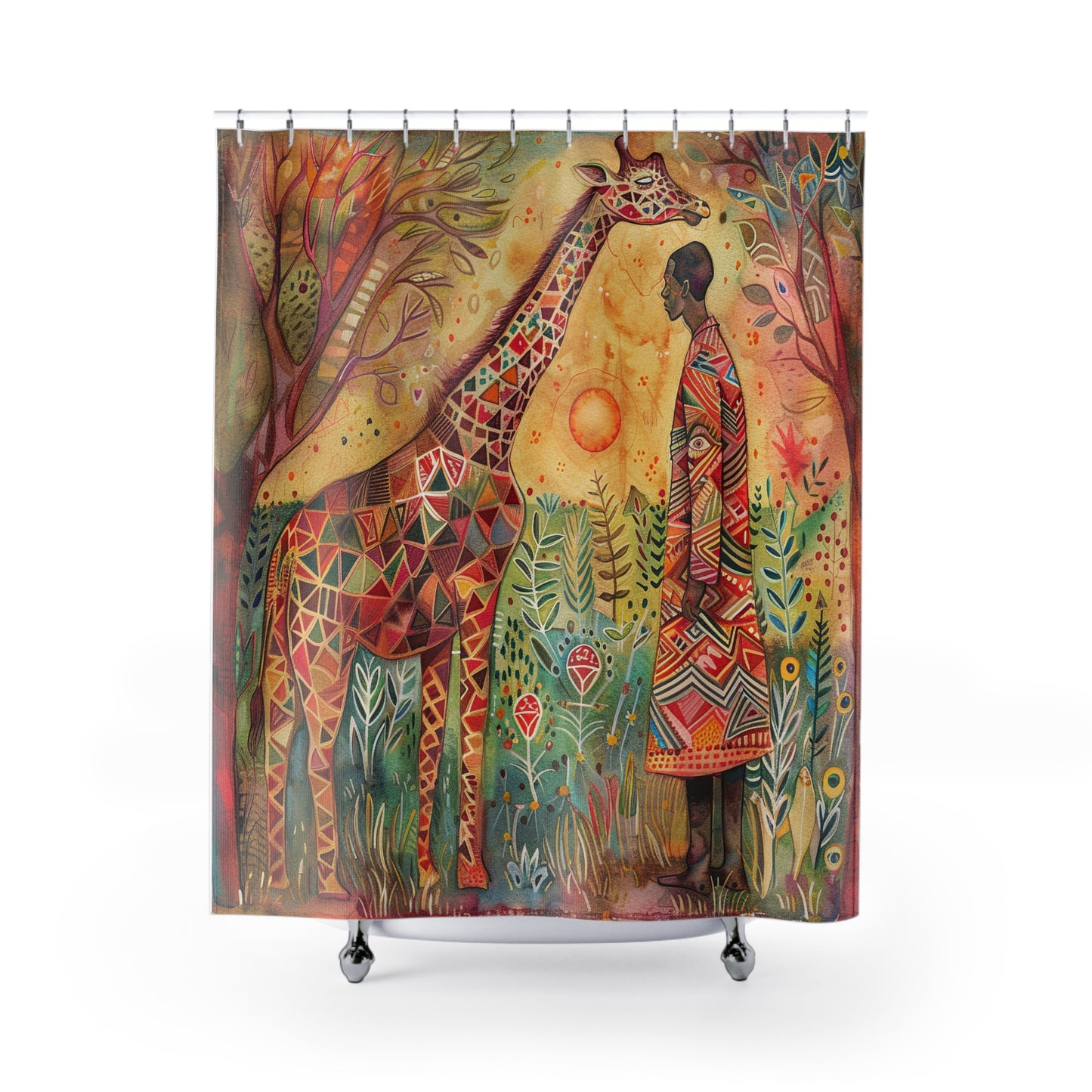 Bohemian Giraffe Shower Curtain