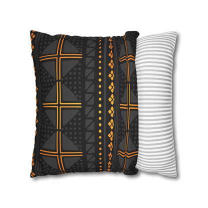 Black Gold Tribal Pillow Cover