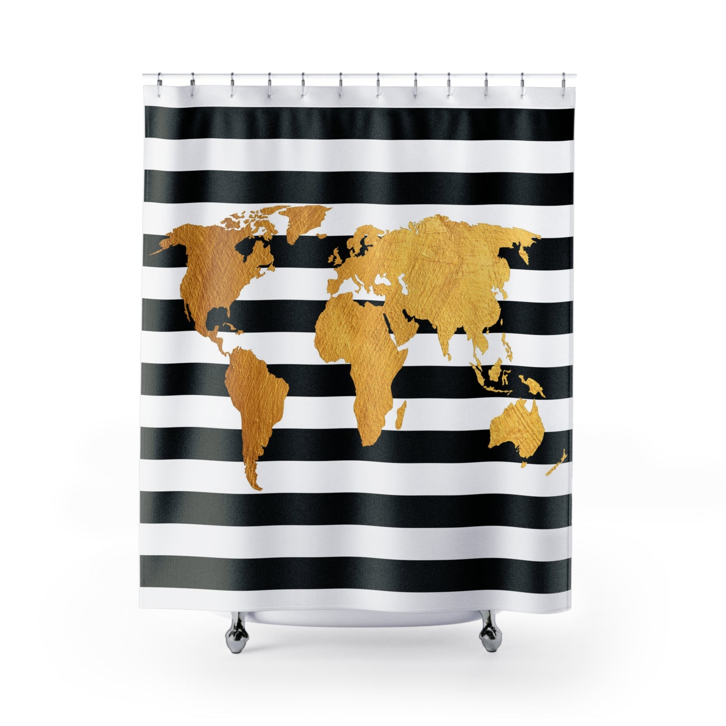 Gold World Map Shower Curtain