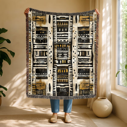 Geometric African Print Woven Blanket