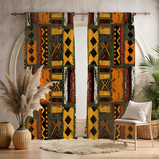 African Mudcloth Blackout Curtains
