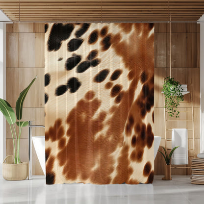 Brown Cowhide Print Shower Curtain