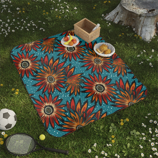 Red Sunflowers Picnic Blanket