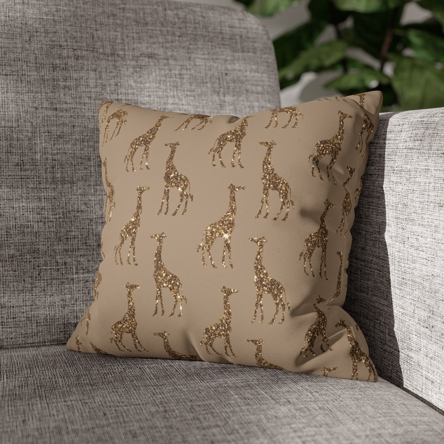 Sequined in Gold Giraffe Pillow & Cover