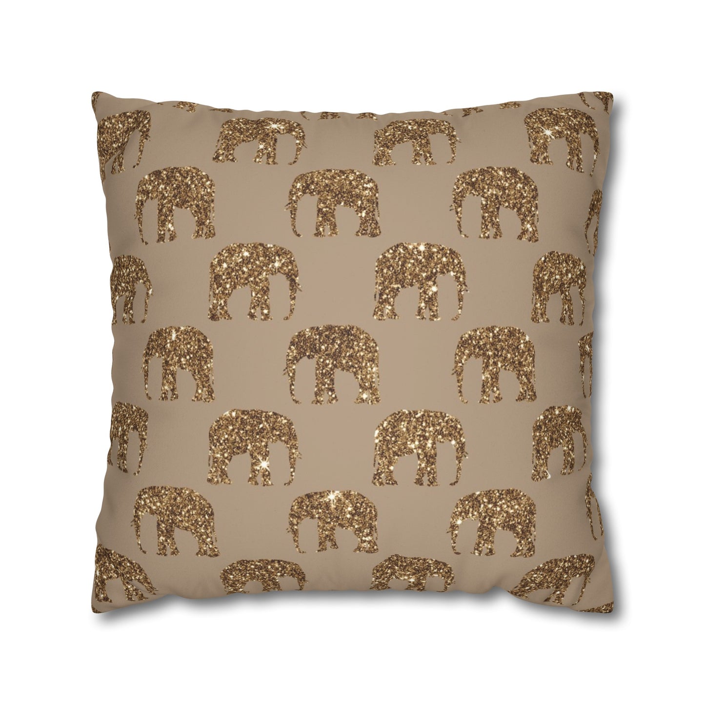 Sequined in Gold Elephants Suede Square Pillowcase