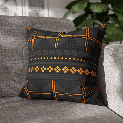 Black Gold Tribal Pillow Cover