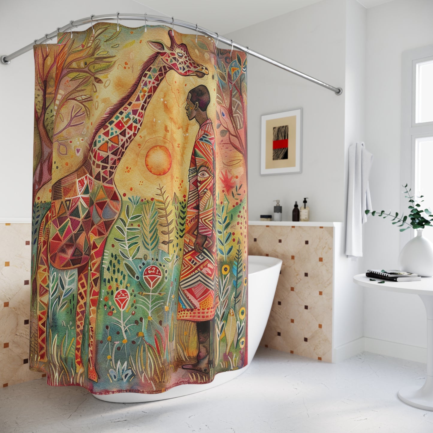 Bohemian Giraffe Shower Curtain