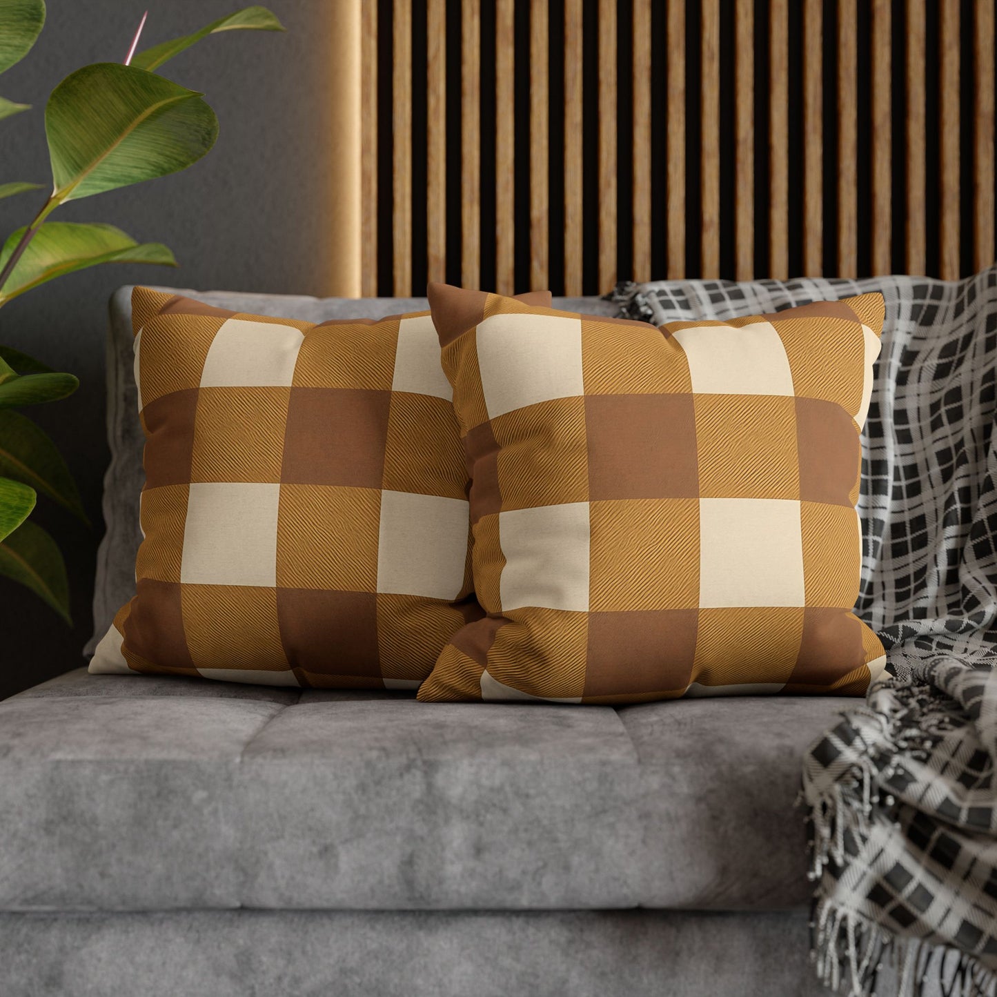 Gold Gingham Cushion Cover