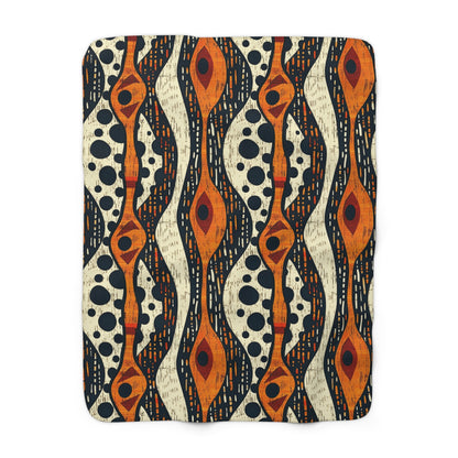 African Tribal Mudcloth Sherpa Blanket