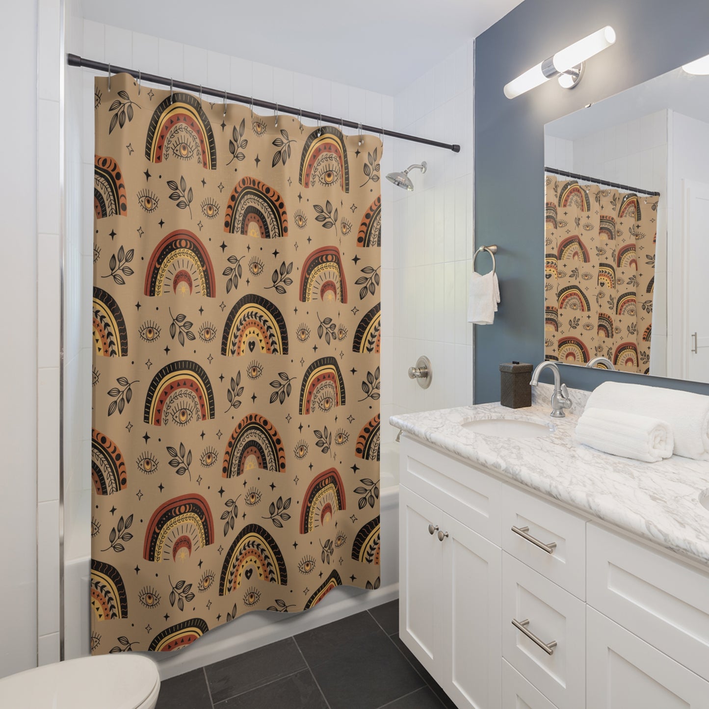 Boho Rainbow Shower Curtain