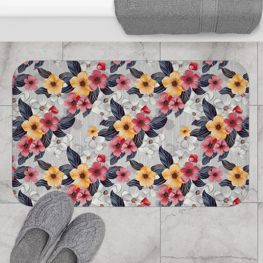 Wax Floral Print Bath Mat