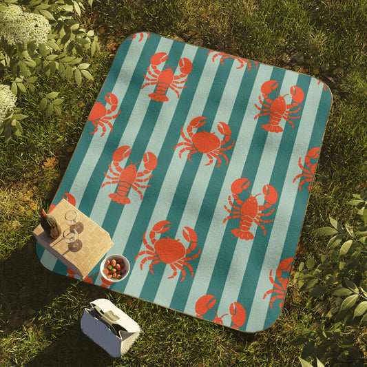 Lobster Striped Picnic Blanket