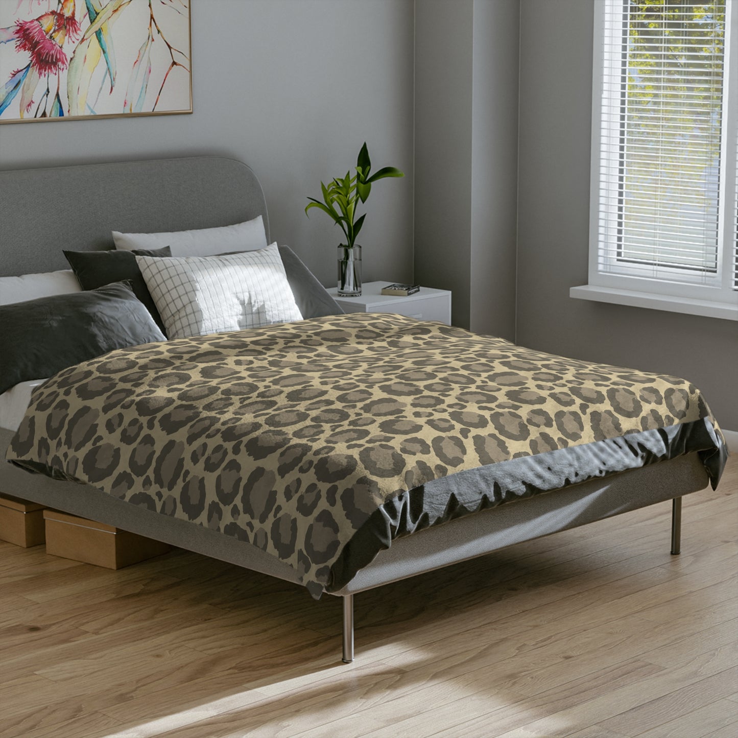 Neutral Leopard Print Throw Blanket