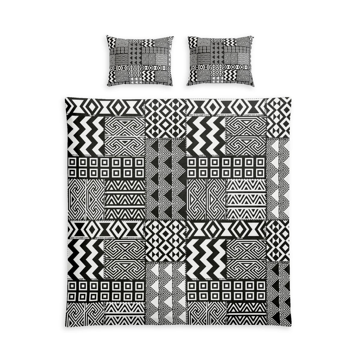 Black White African Mudcloth Cotton Duvet Cover Set