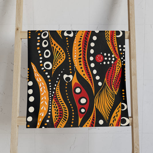 Abstract Indigenous Dot Art Hand Towel