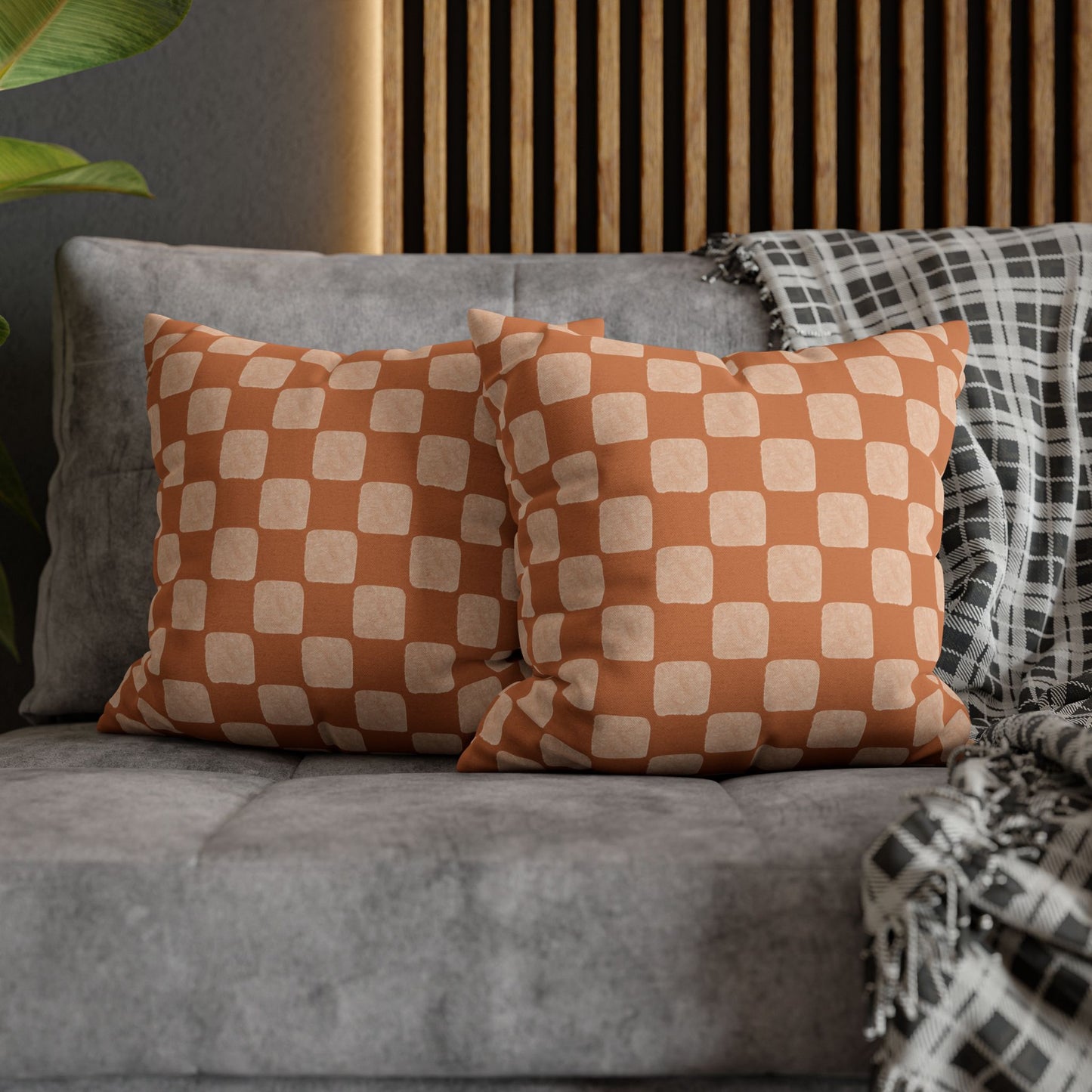 Retro Checkered Throw Pillow Cover
