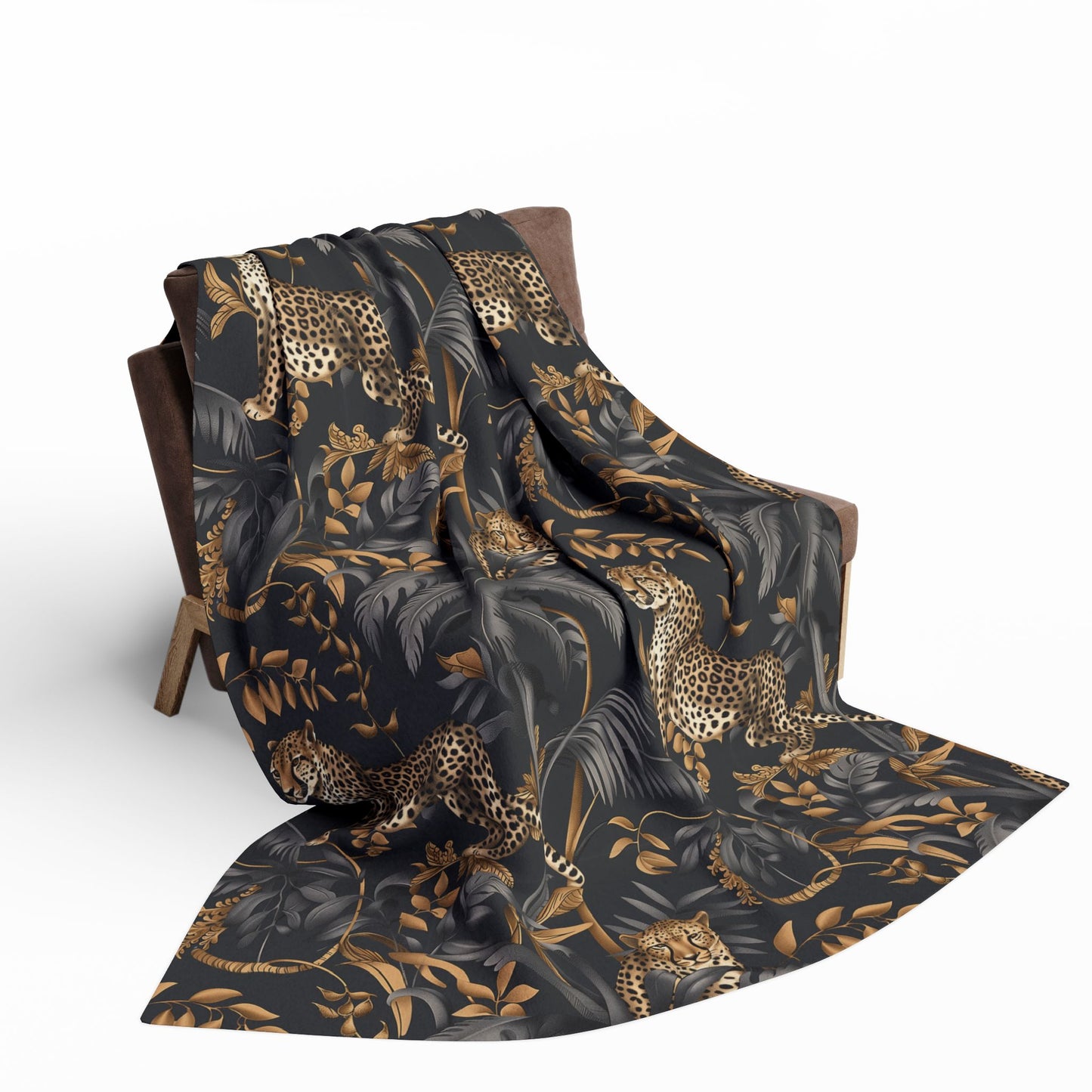 Cheetah Black Jungle Fleece Blanket