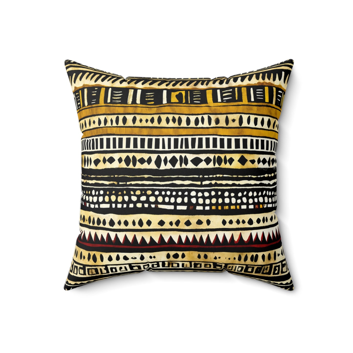 Yellow Stripes and Dots Mud Cloth Pillow or Pillow Case