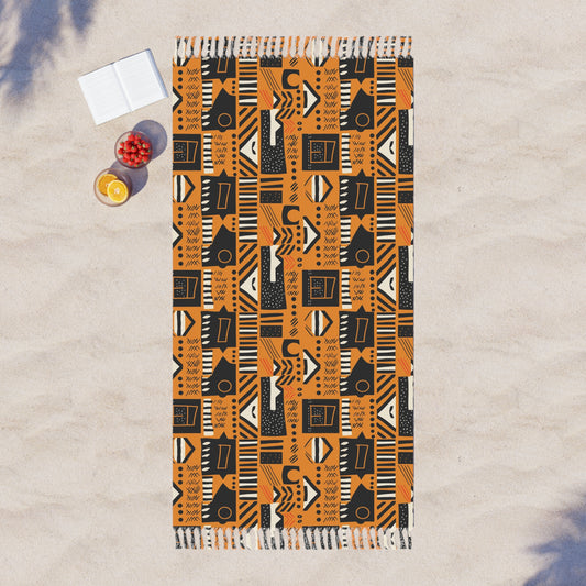 Orange Blocks & Lines Boho Beach Cloth