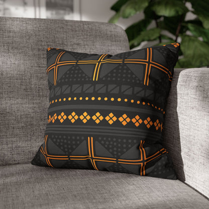 Black Gold Tribal Pillow Cover