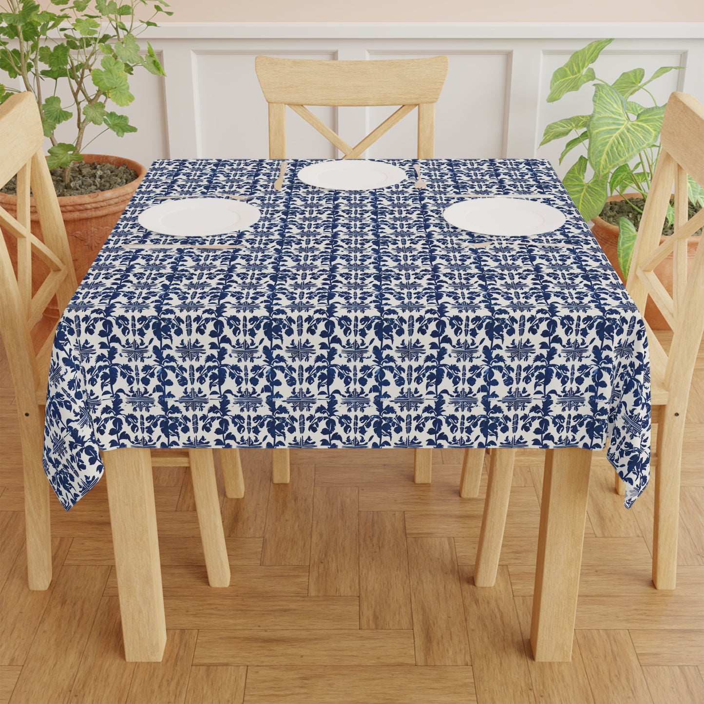 Blue Toile African Mudcloth Tablecloth