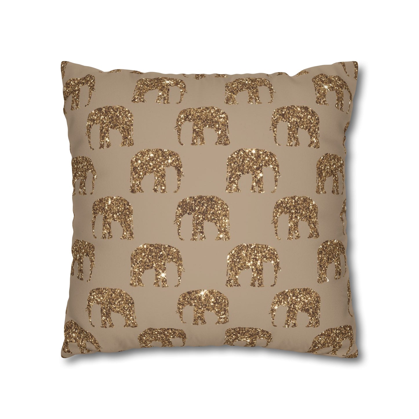 Sequined in Gold Elephants Suede Square Pillowcase