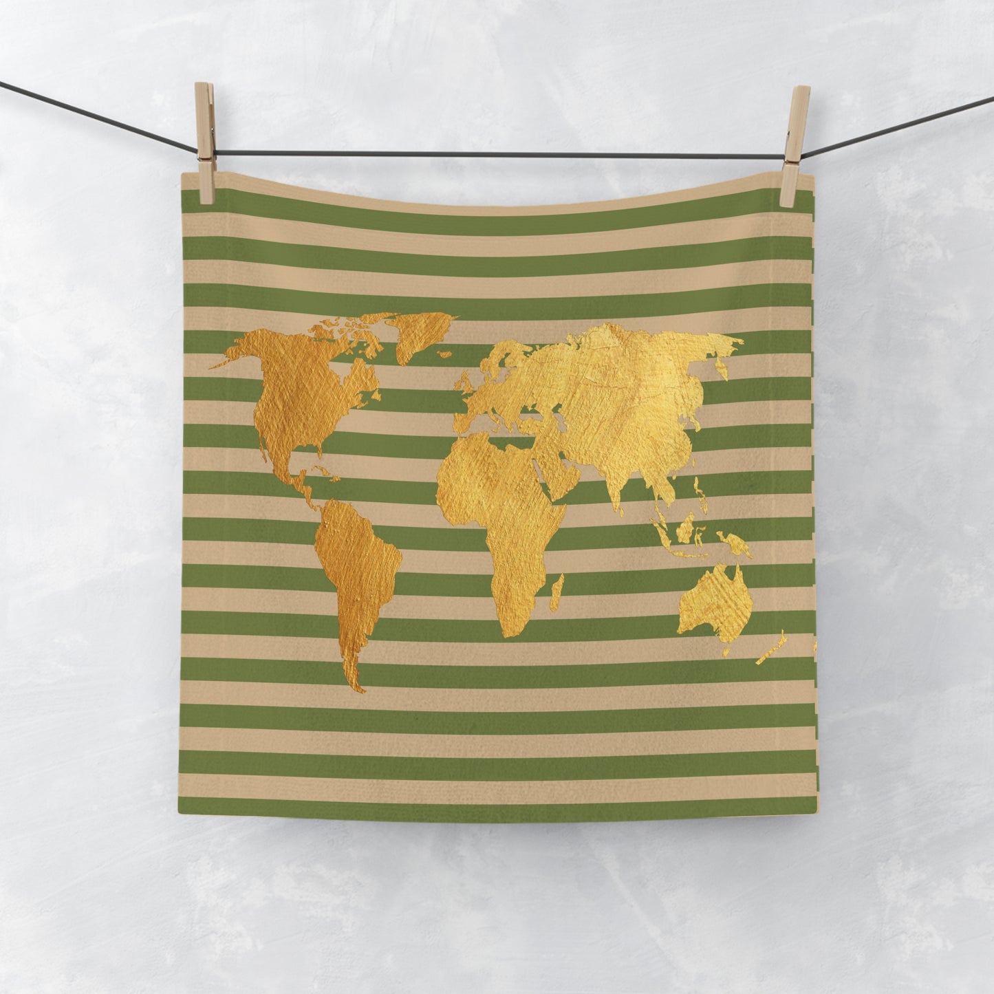 Gold World Map Face Towel