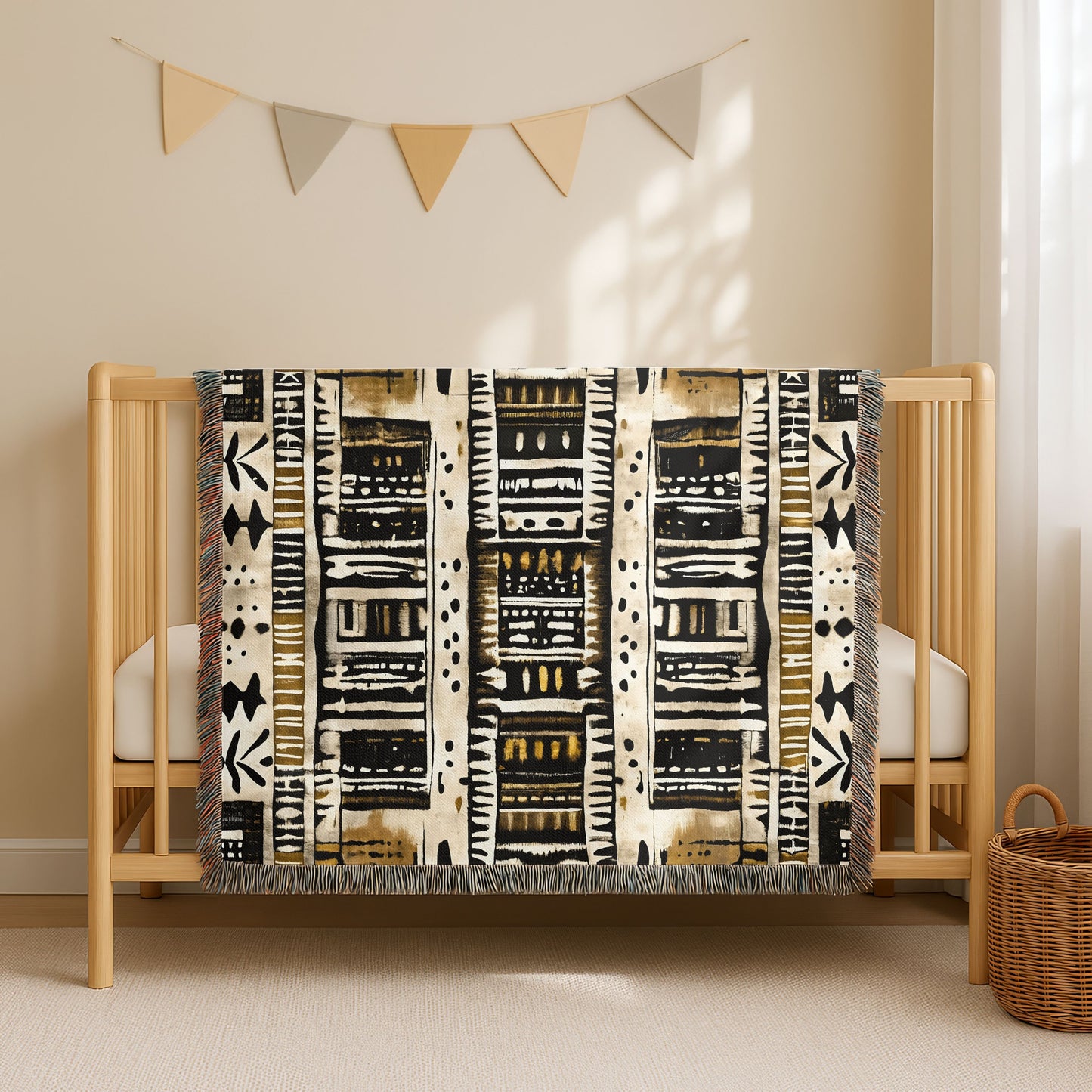 Geometric African Print Woven Blanket