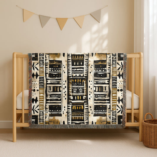 Geometric African Print Woven Blanket