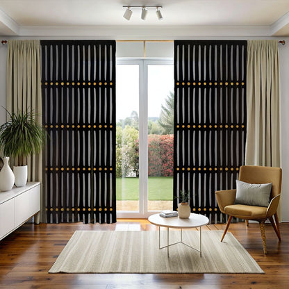 Cortinas para ventana con puntos dorados
