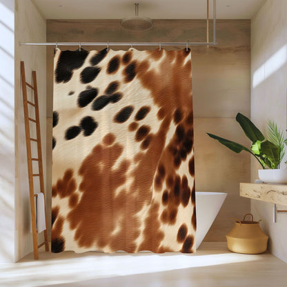 Brown Cowhide Print Shower Curtain