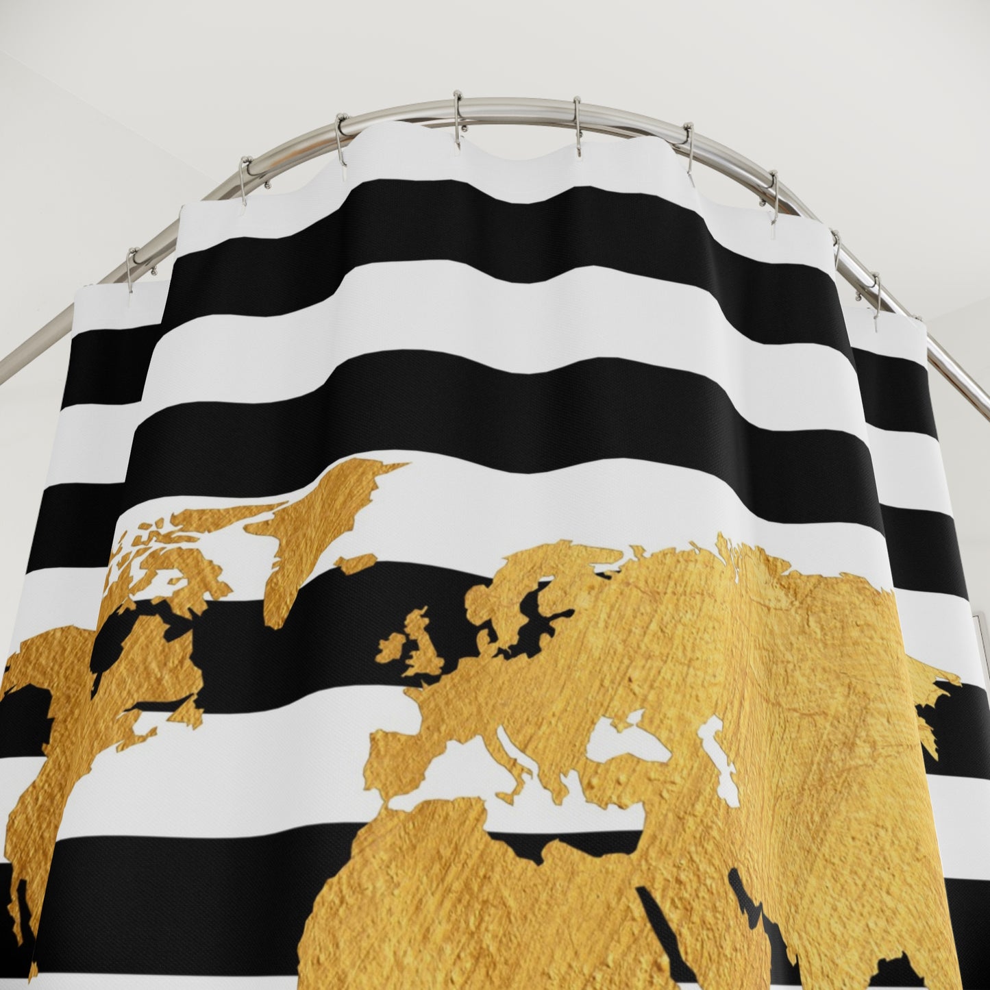 Gold World Map Shower Curtain