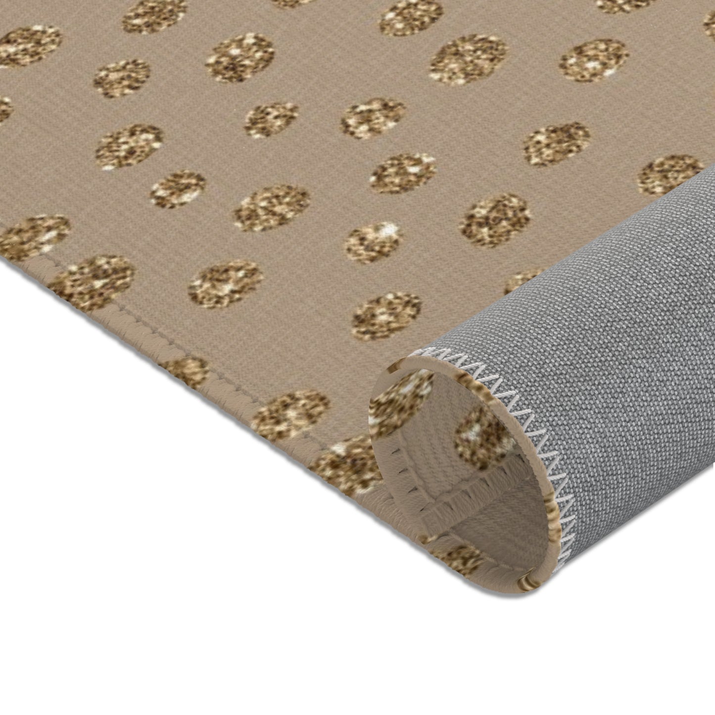 Tan Gold Polka Dots Area Rug