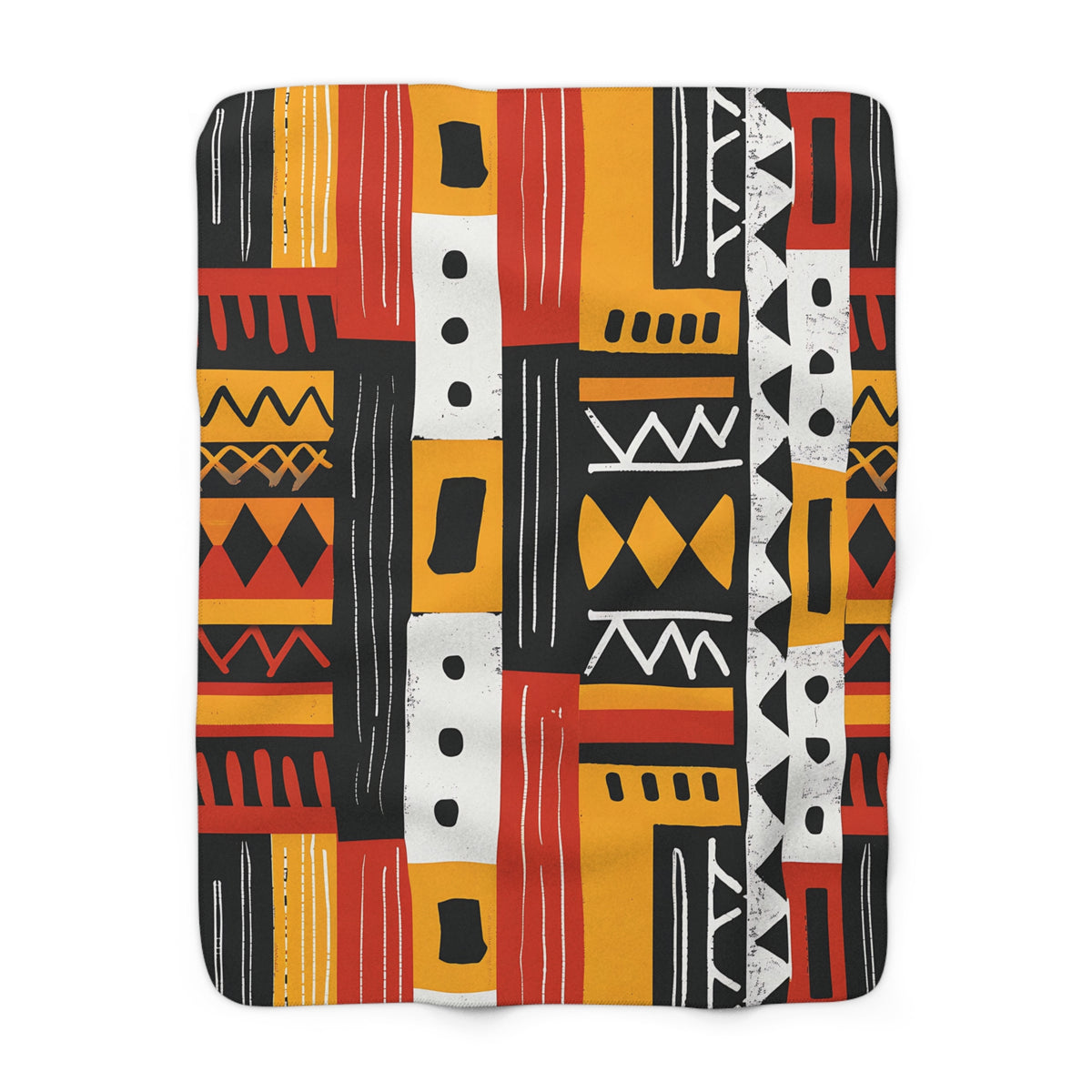 African Mudcloth Pattern Sherpa Blanket