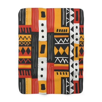 African Mudcloth Pattern Sherpa Blanket