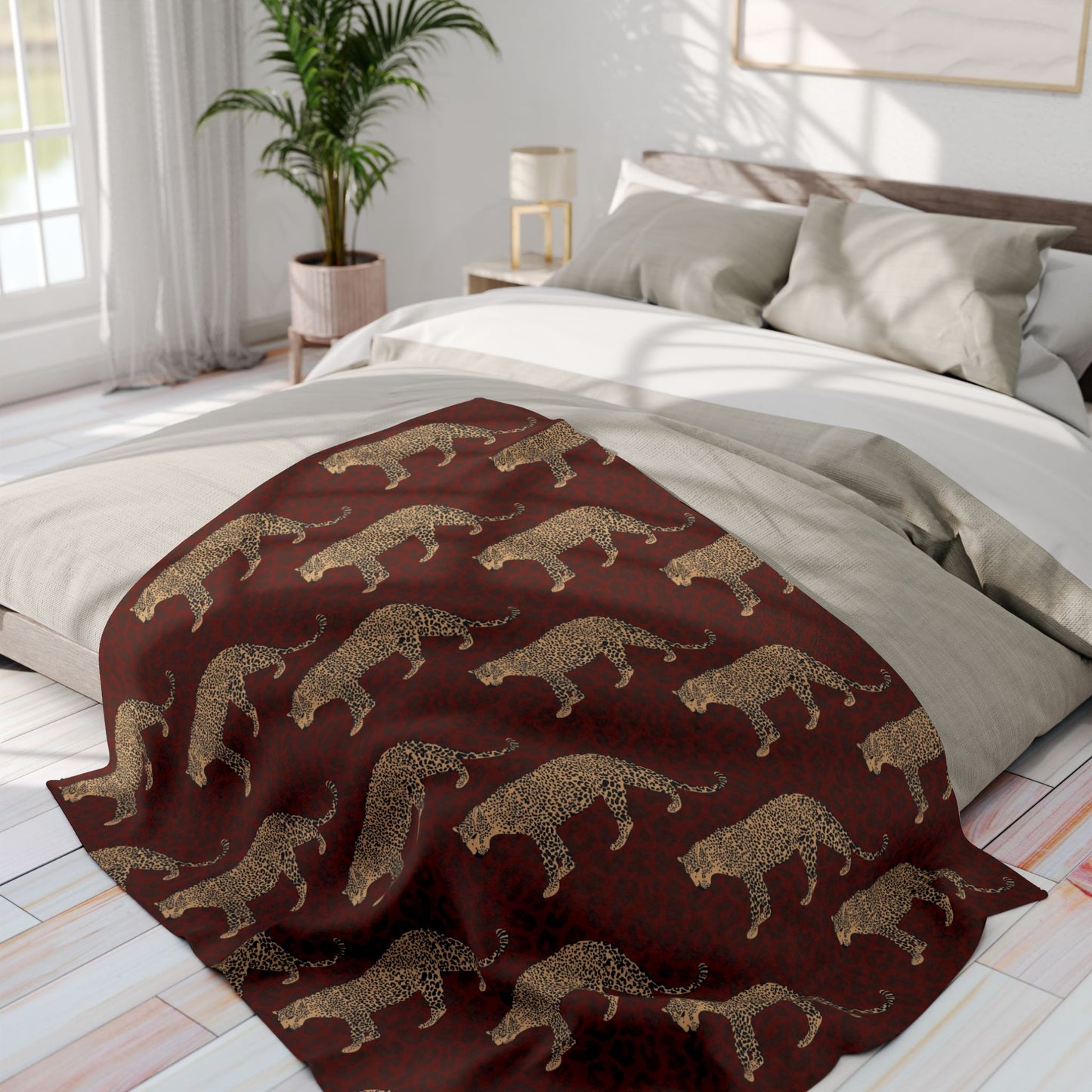 Leopard on Leopard Print Fleece Blanket