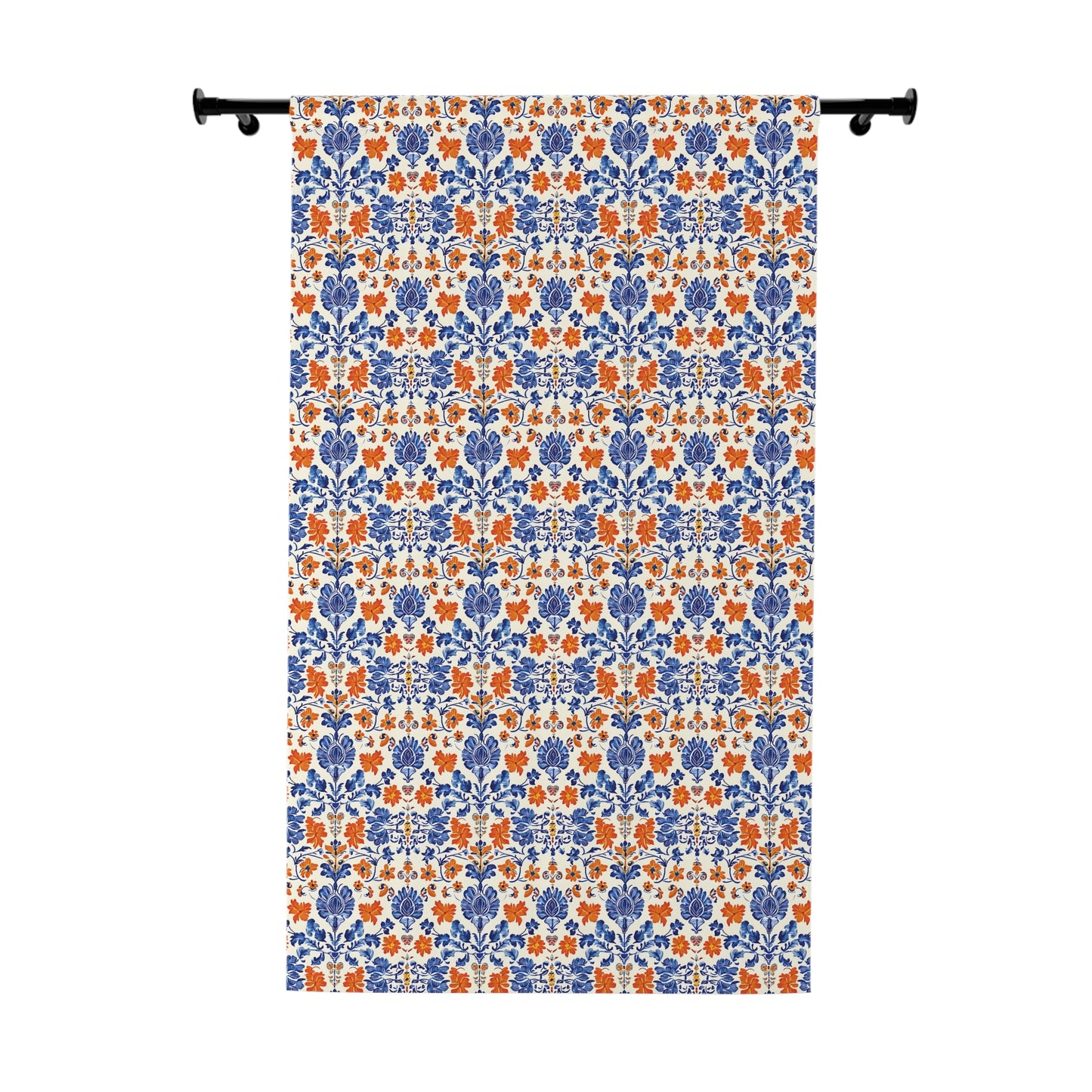 Blue & Orange Toile Print Curtain