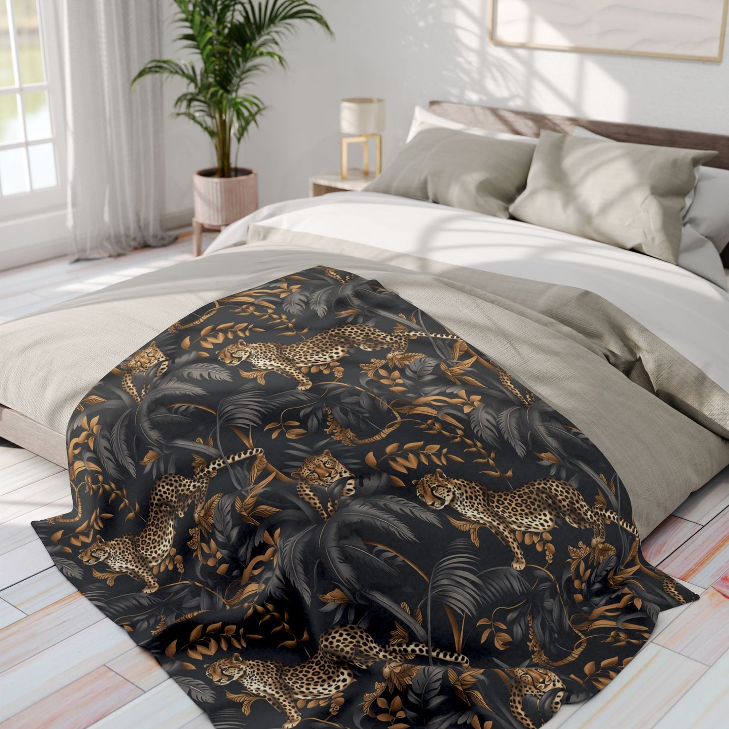 Cheetah Black Jungle Fleece Blanket