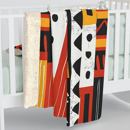 African Mudcloth Pattern Sherpa Blanket